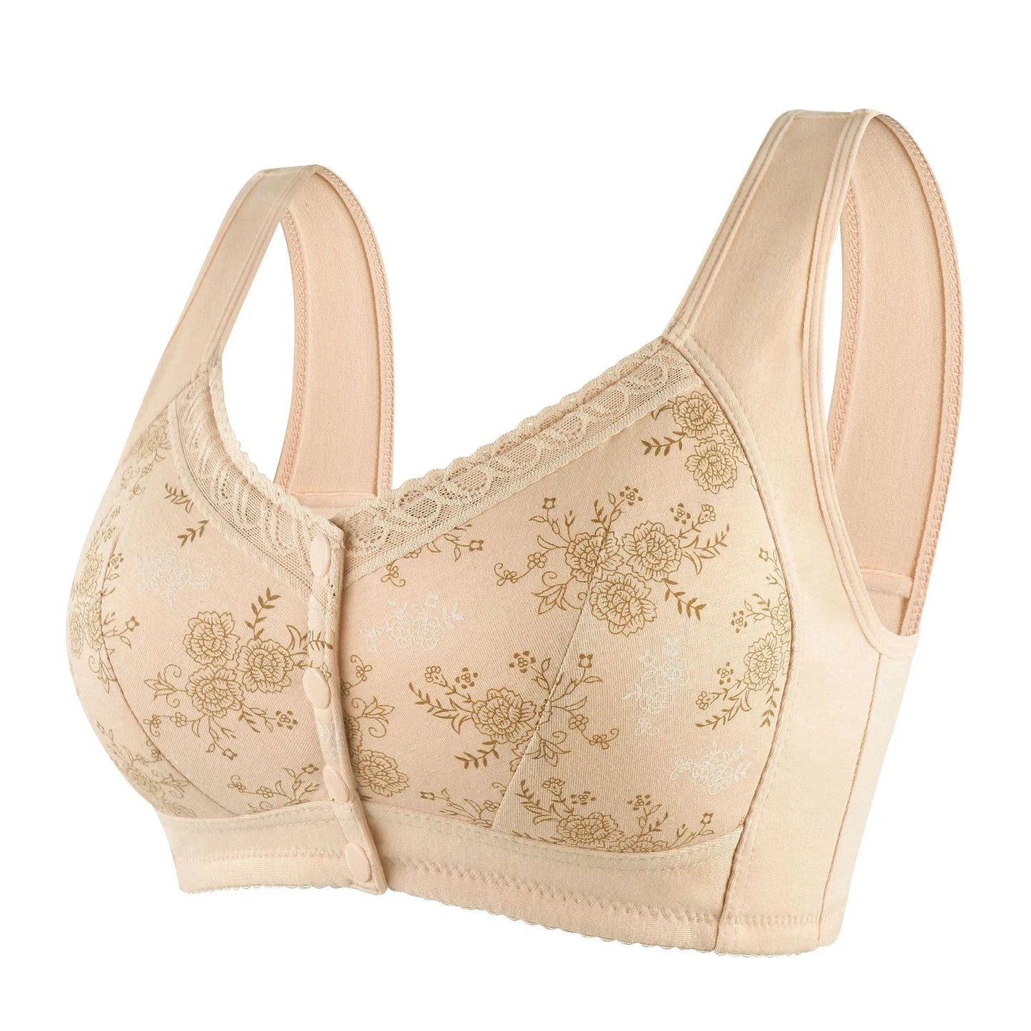 Mother Front Open Buckle Bra Underwear Brassiere Large Size Bra Without Steel Ring Thin Section Vest Type Mom breathable Brassie Peaceful Pleasures Health and Wellness Beige 48