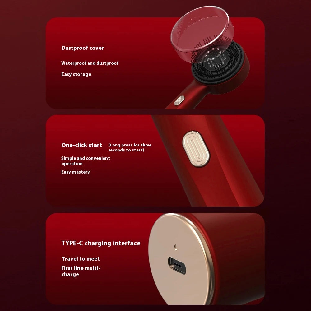 Scalp Massage Comb 630nm LED Red Light Electric Vibration Head Massager Scalp Oil Applicator Nourish Hair Care Brush Relaxation Peaceful Pleasures Health and Wellness