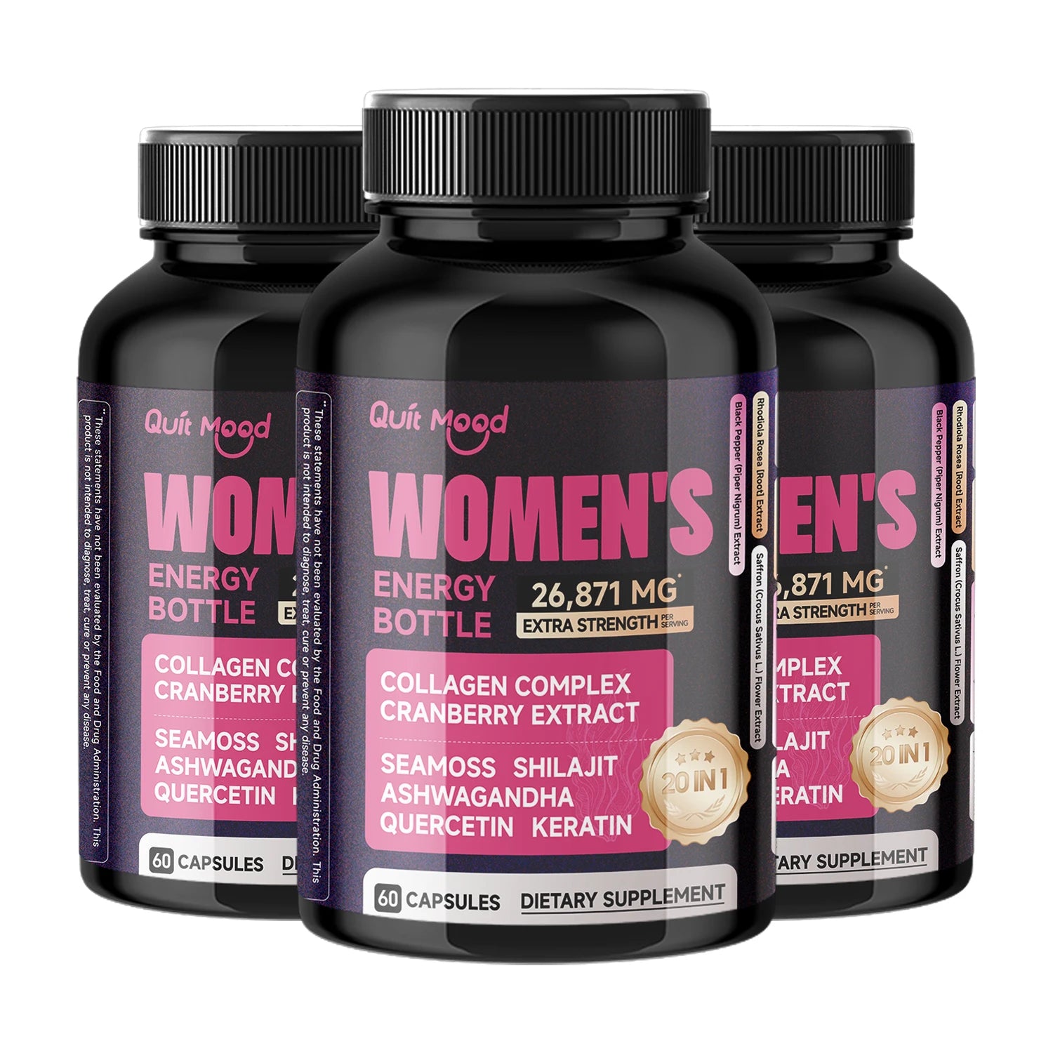 Women’s Natural Energy Capsules – Vitality & Stress Relief Peaceful Pleasures Health and Wellness 3 bottles United States