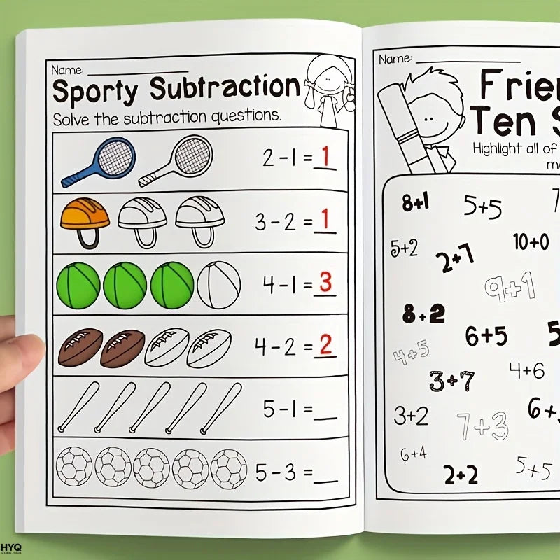32-Page Interactive Math Learning Workbook Addition Subtraction