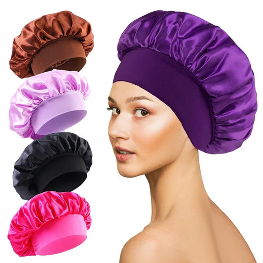 Satin Silk Sleep Bonnet | Large Hair Wrap for Long & Curly Hair Satin Sleep Bonnet Peaceful Pleasures Health and Wellness