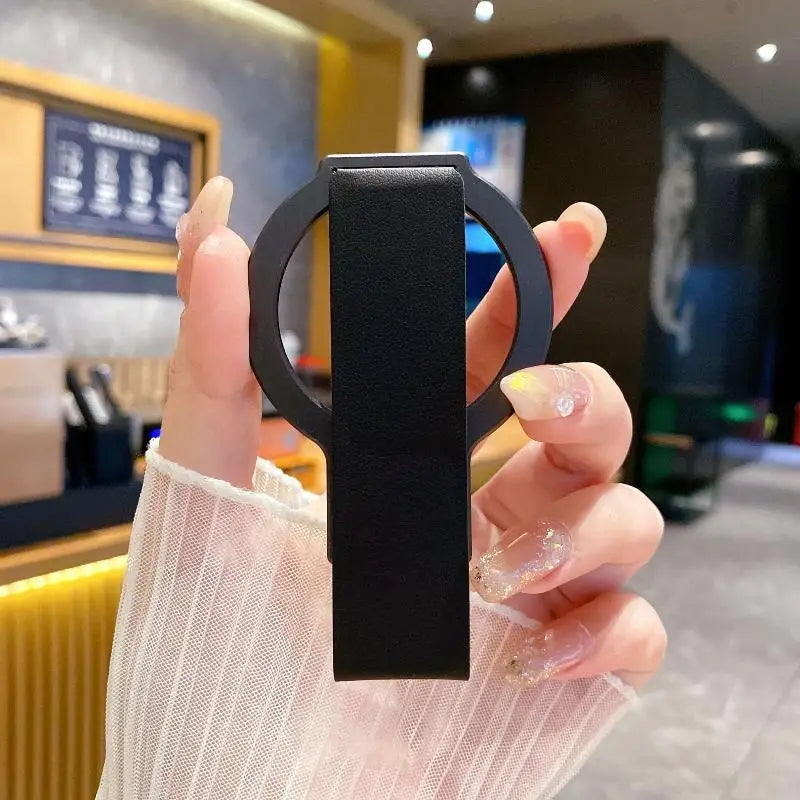 360° Magnetic Phone Grip Stand – Alloy & Silicone Finger Strap