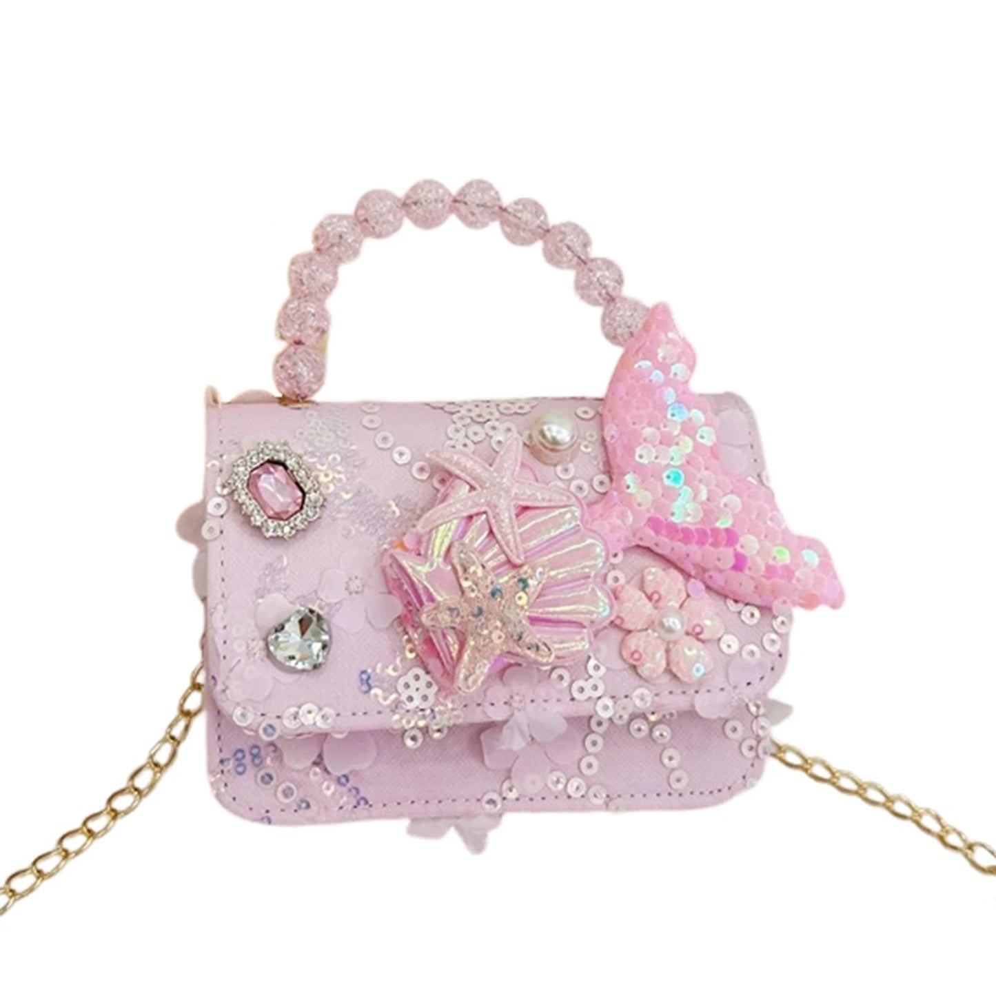 Girls Pearl Handbag New Mini Crossbody Shoulder Bag Style Purse for Kids Birthday Party Gift Lightweight PU Leather Peaceful Pleasures Health and Wellness Pink