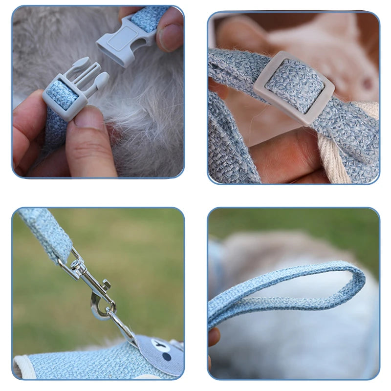 Cat Dog Harness with Lead Leash Adjustable Vest Mesh Breathable Adjustable Chest Harness Outdoor Walking Cat Pet Supplies Peaceful Pleasures Health and Wellness