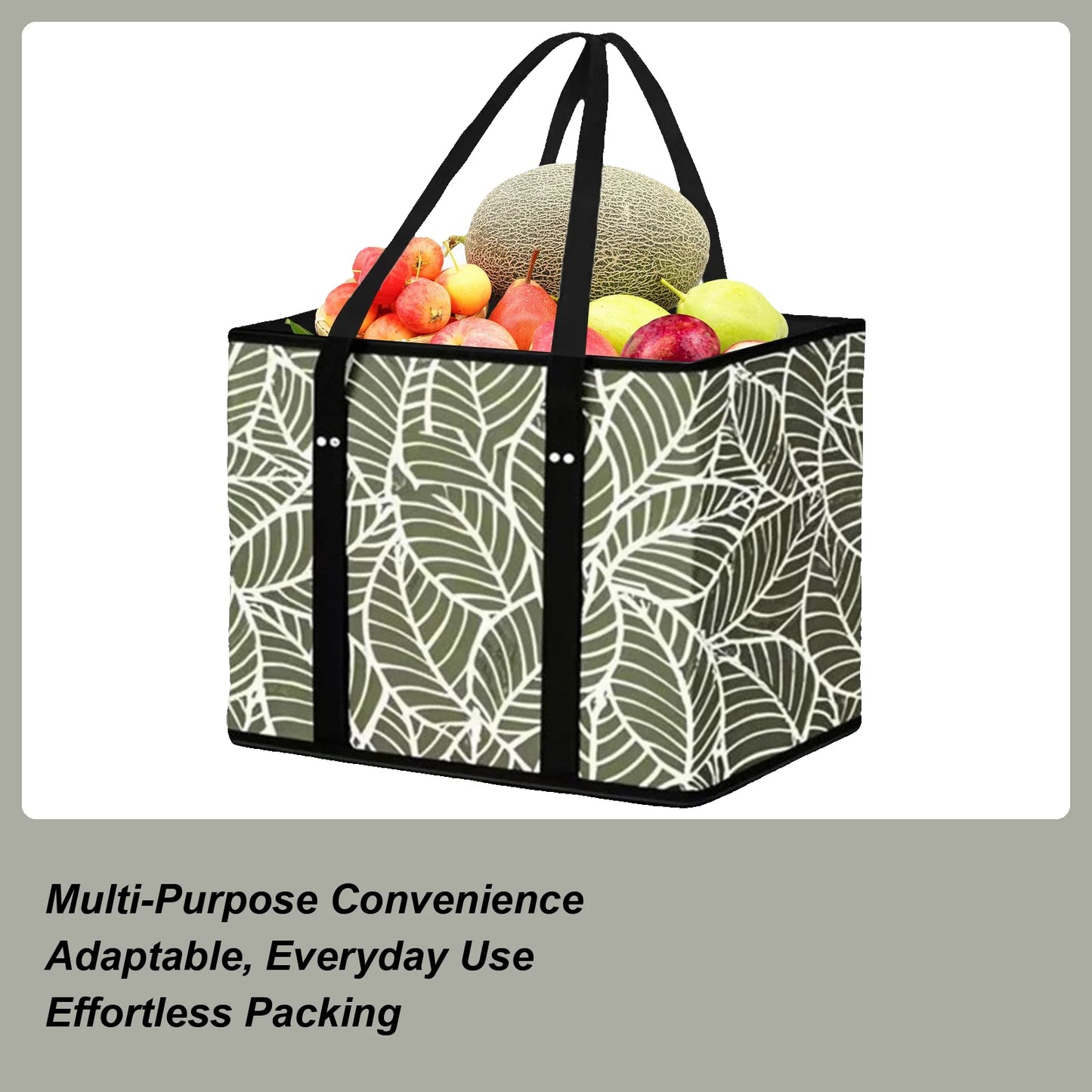 Reusable Shopping Bags Foldable Grocery Bag with Handle for Clothes Heavy Duty Storage Pouch with Box Shape Peaceful Pleasures Health and Wellness