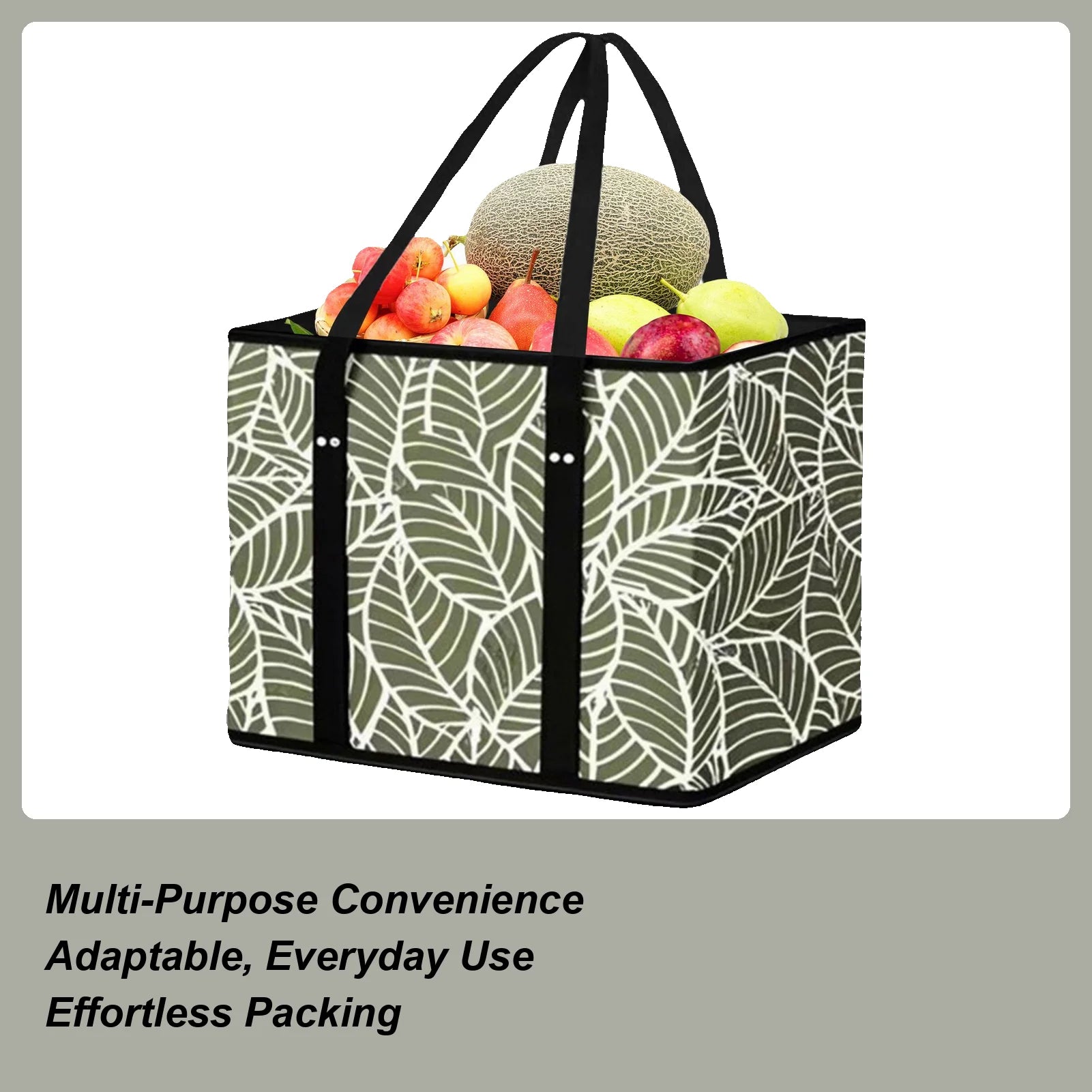 Reusable Shopping Bags Foldable Grocery Bag with Handle for Clothes Heavy Duty Storage Pouch with Box Shape Peaceful Pleasures Health and Wellness