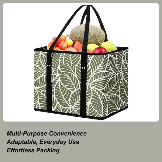 Reusable Shopping Bags Foldable Grocery Bag with Handle for Clothes Heavy Duty Storage Pouch with Box Shape Peaceful Pleasures Health and Wellness