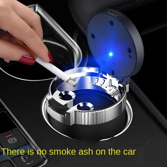 LED Car & Home Ashtray with Lid – Blue Glow, ABS & Metal Car LED Ashtray Oasis Select