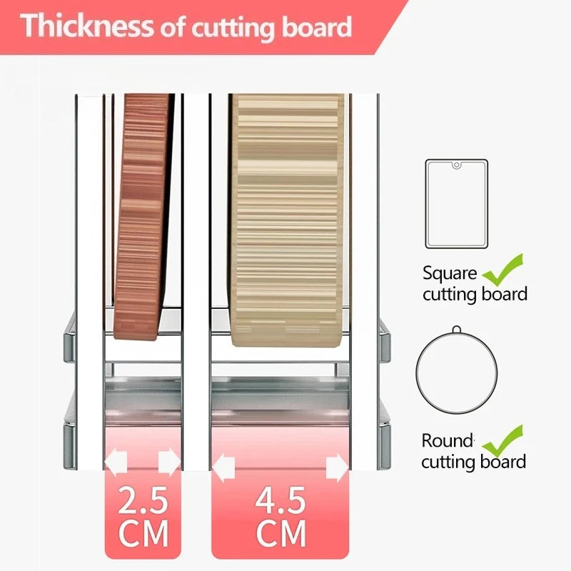 New Practical 304 Stainless Steel Cutting Board Frame Pot Cover Kitchen and Household Cutting Board Storage Rack with Water Tray Peaceful Pleasures Health and Wellness