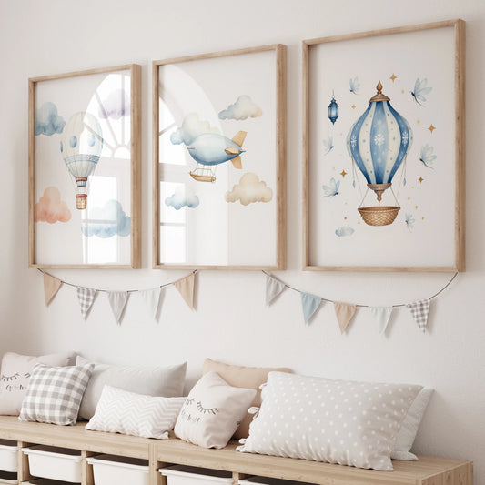 Watercolor Hot Air Balloon Canvas Wall Art – Kids Room Decor Canvas Wall Art Print Peaceful Pleasures Health and Wellness