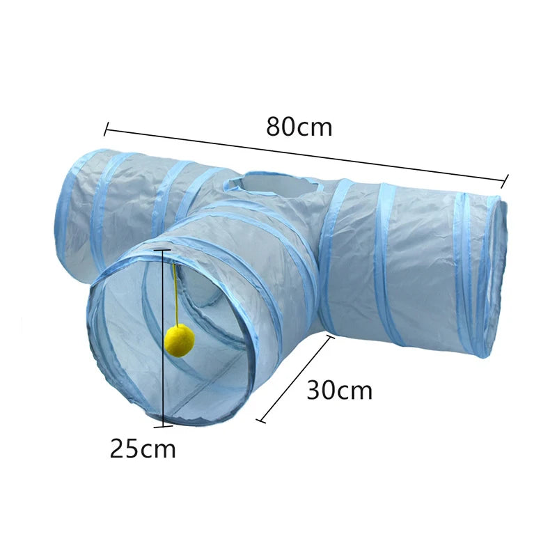3-Way Foldable Cat Tunnel Toy with Peep Hole | Interactive
