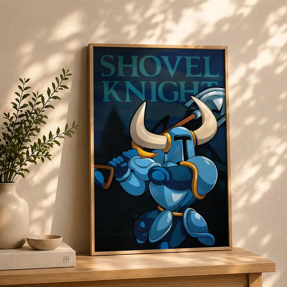 Game S-Shovel KnightS Poster HD Self Adhesive Waterproof Wall Art Ideal for Home Office Dorm Bedroom Great Gift Peaceful Pleasures Health and Wellness White14 21X30cmNoframe