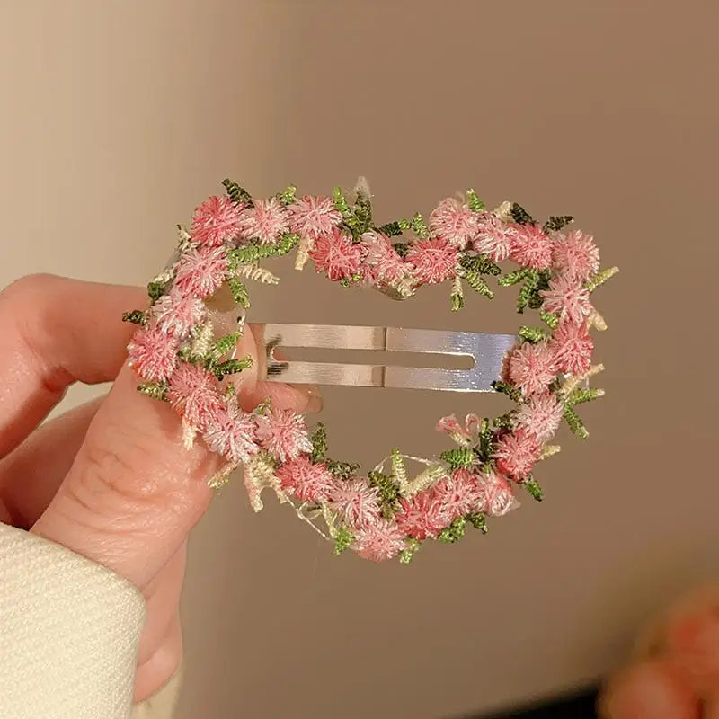 Pink Flower Star Heart Geometric Hair Clip for Women & Girls