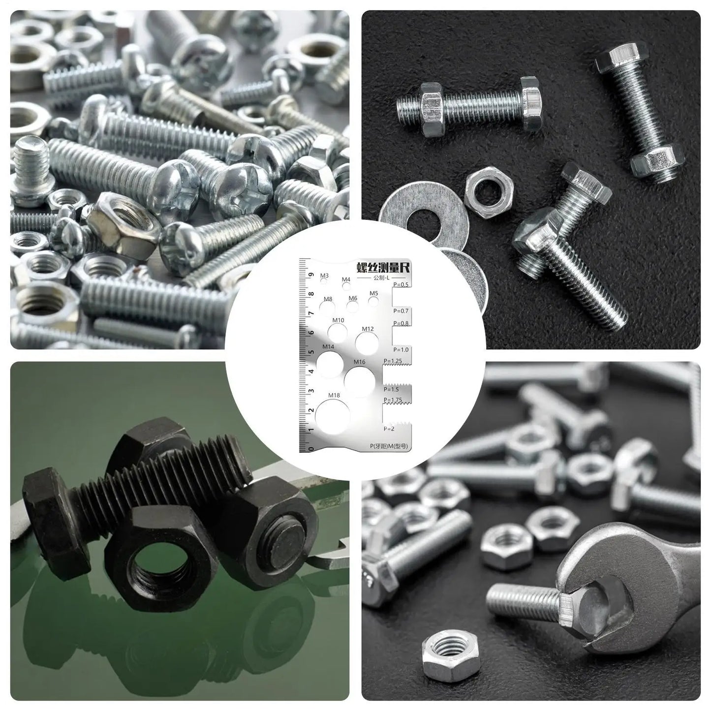 Stainless Steel Thread Gauge | Screw Pitch & Diameter Caliper