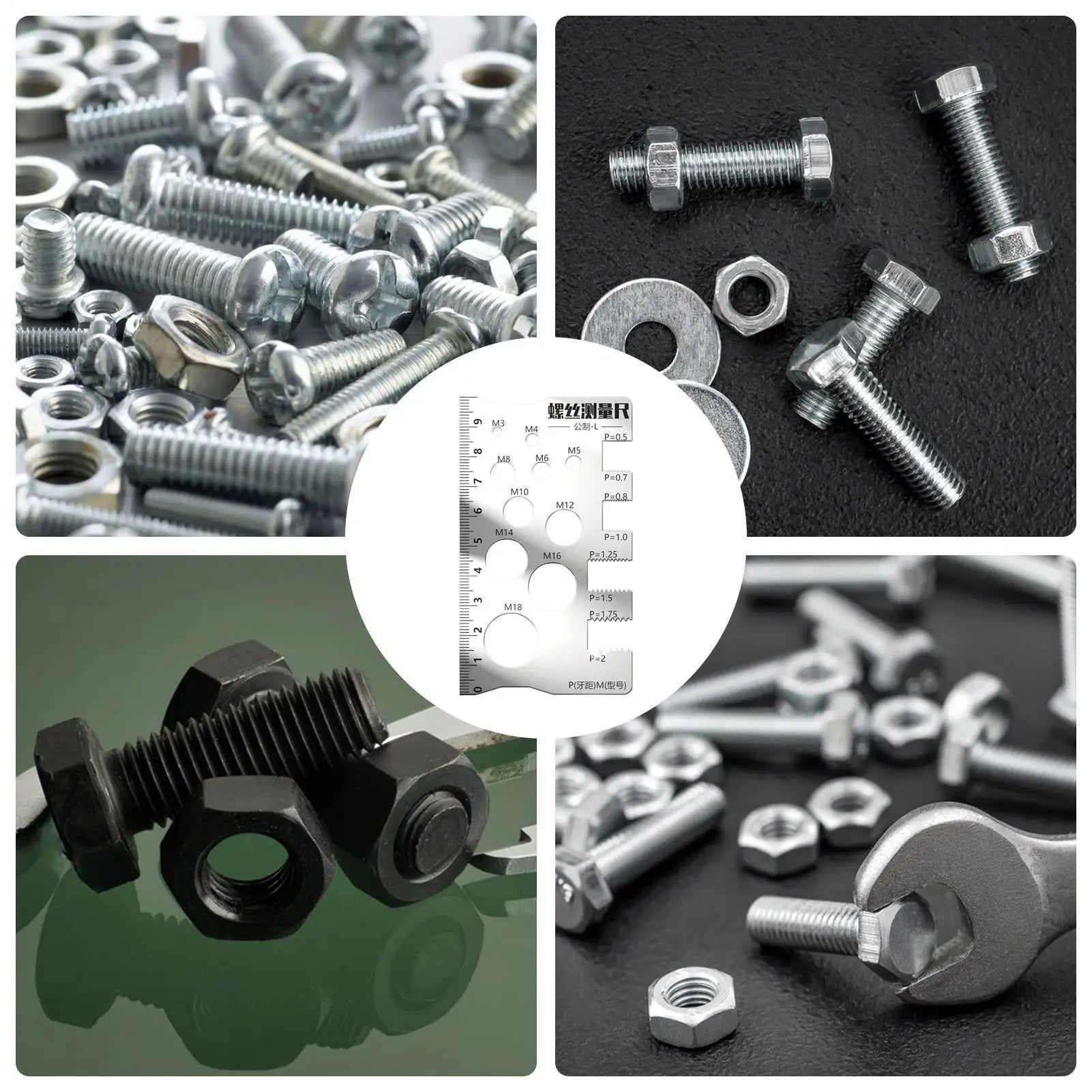 Stainless Steel Thread Gauge | Screw Pitch & Diameter Caliper Thread Measuring Gauge Peaceful Pleasures Health and Wellness