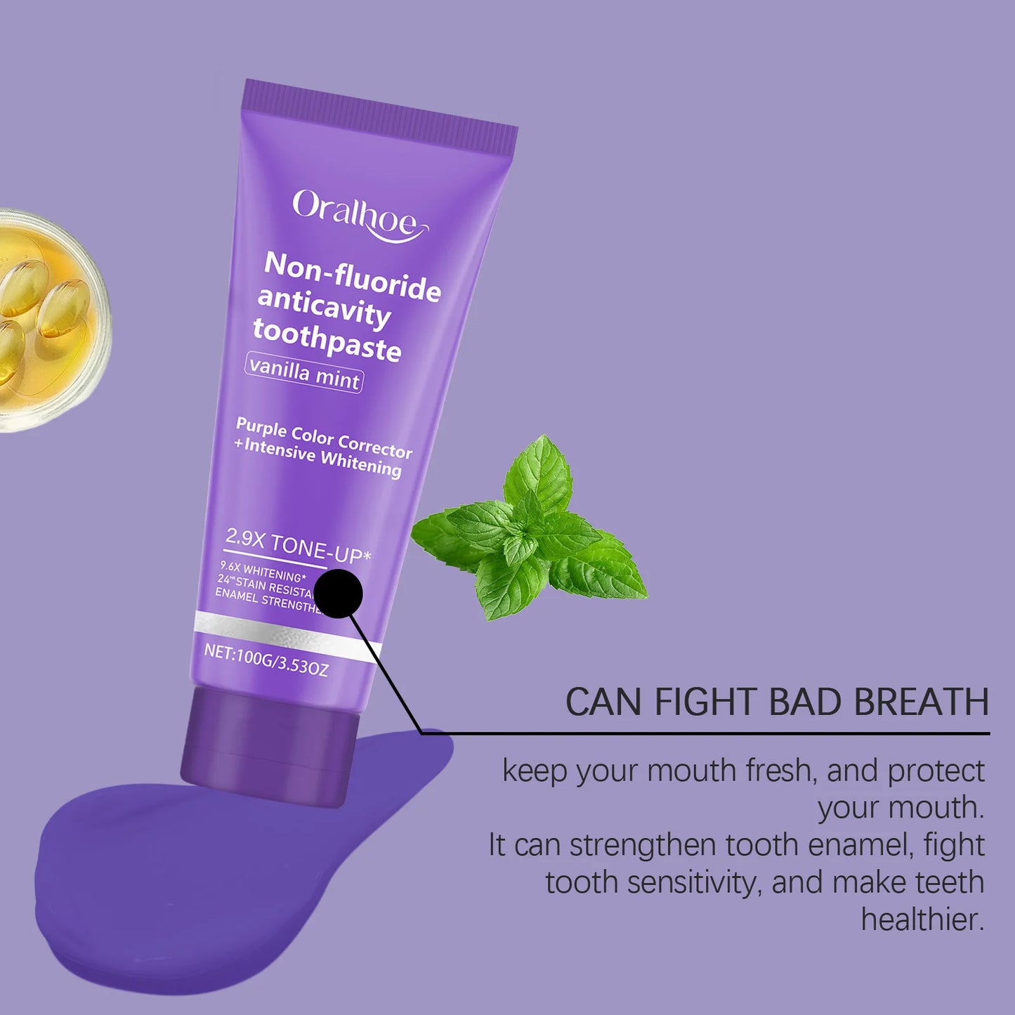 Oralhoe Purple Whitening Toothpaste | Vanilla Mint Non-Fluoride