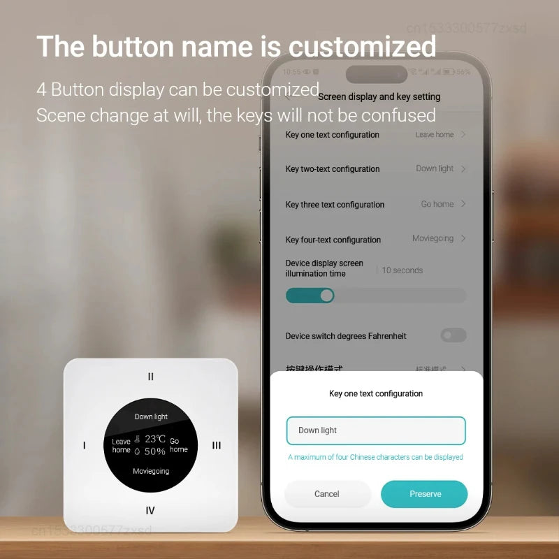 Linptech Wireless Switch KS1 Pro Glass Screen Temperature Humidity Sensor Smart Linkage Wiring-Free Smart Remote Control Switch Peaceful Pleasures Health and Wellness