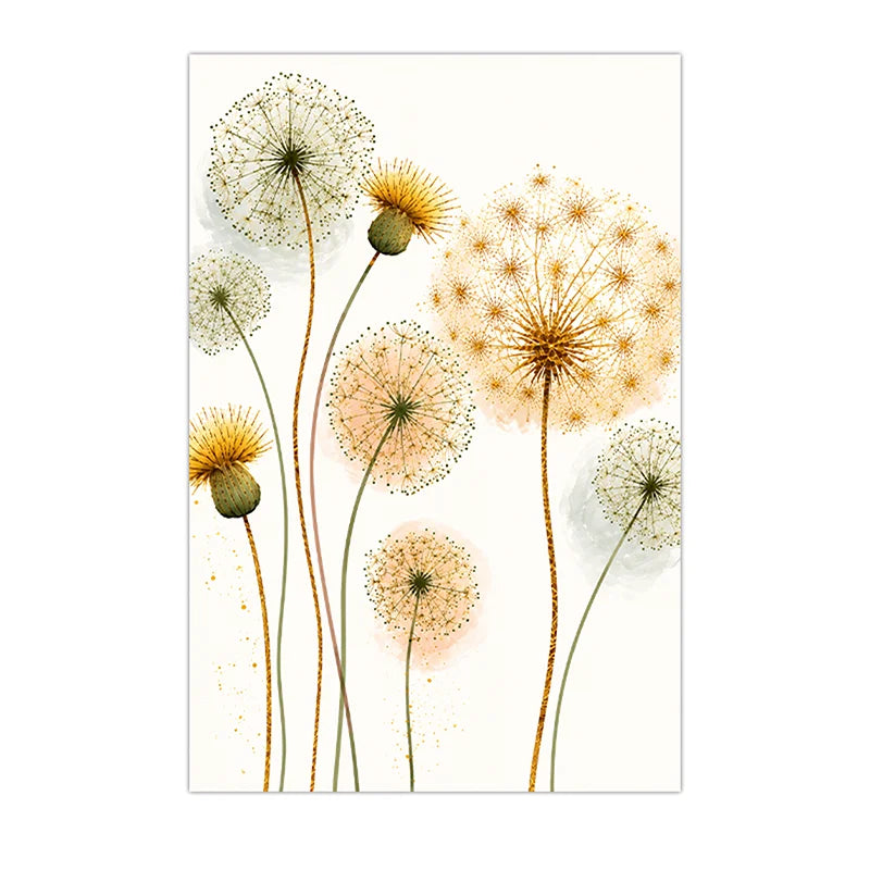 Nordic Dandelion Wall Art Gold Botanical Canvas Painting Poster Print Bedroom Living Room Decor Peaceful Pleasures Health and Wellness 03 40x60cm No Frame China Mainland