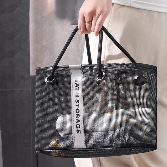 Collapsible Mesh Drain Basket 2in1 Travel Toiletry Swimming Organizer Large Portable Carry Handle Eco Friendly Storage Peaceful Pleasures Health and Wellness