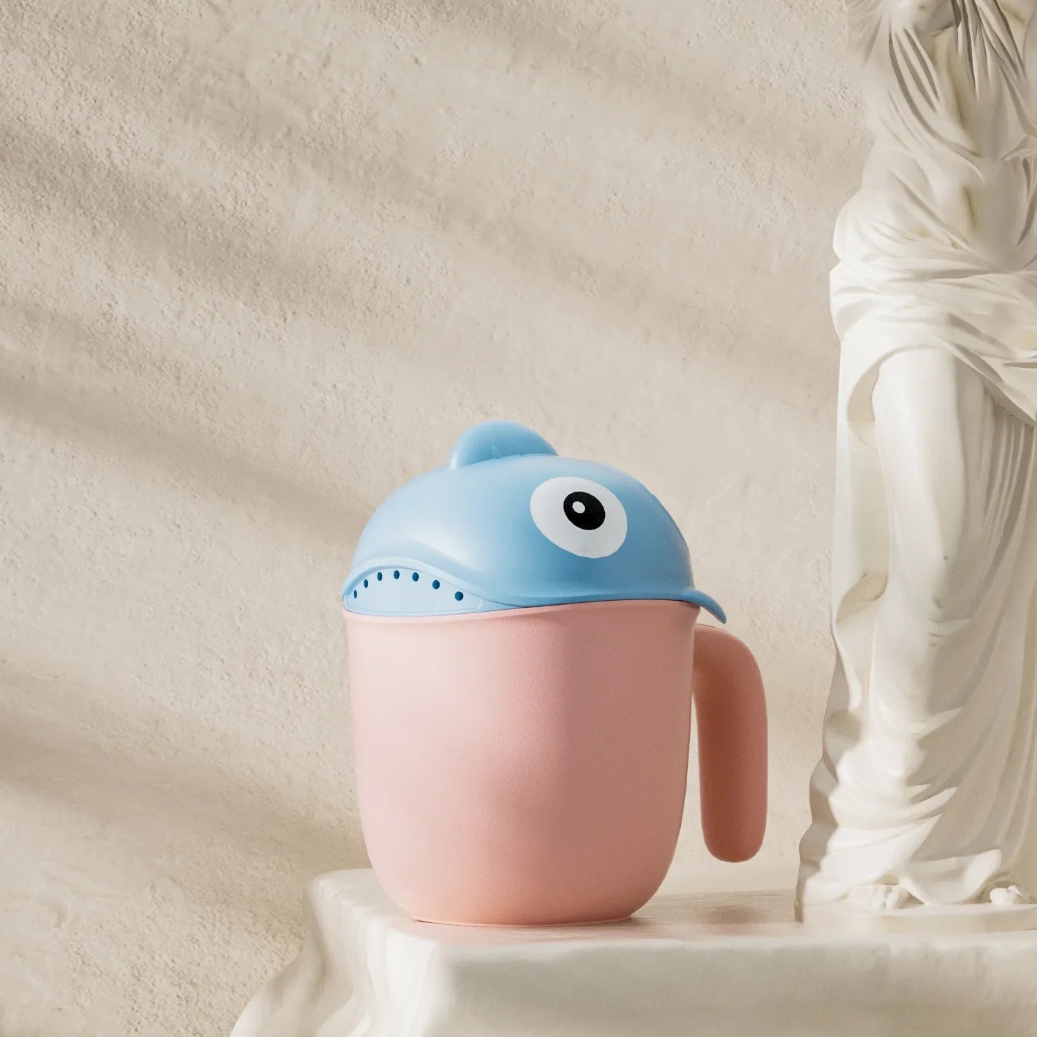 Cute Shark Baby Shower Water Scoop Kids Shower Head Rinse Cup Cartoon Bathing Toy for 0-6 Years Old Infant Toddler Accessories Peaceful Pleasures Health and Wellness Pink Blue