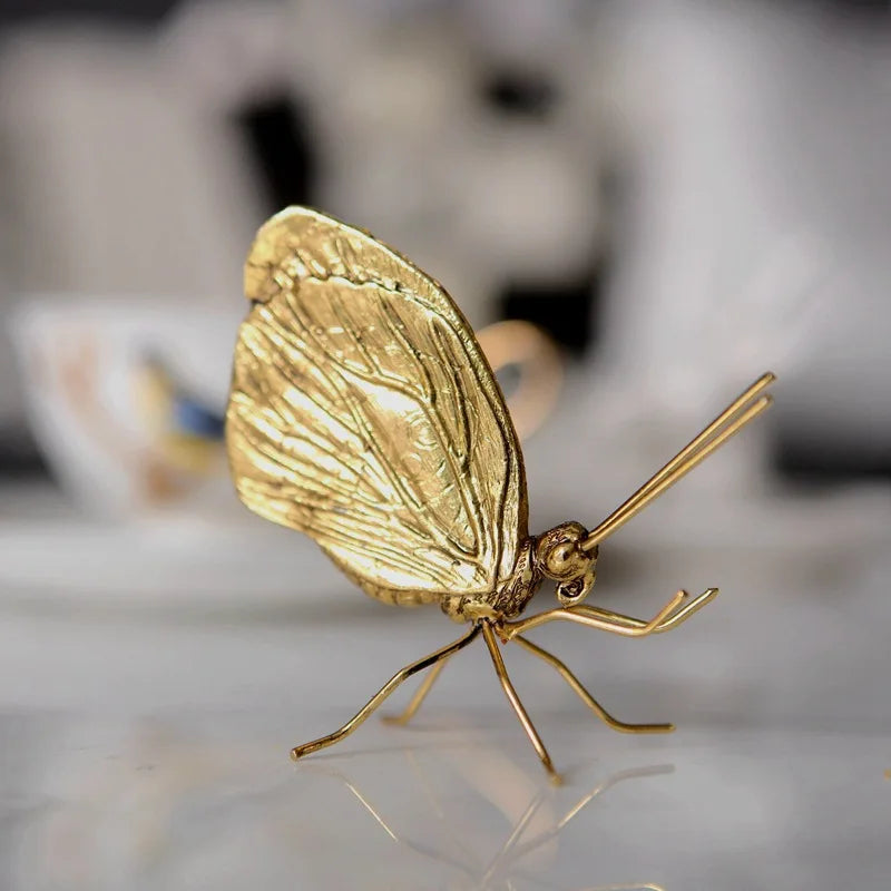 Small Metal Handicraft Copper Gold Ant Butterfly Ornament for Art Decor Home Decorative Gift Home Accessories декор для дома Peaceful Pleasures Health and Wellness Big butterfly
