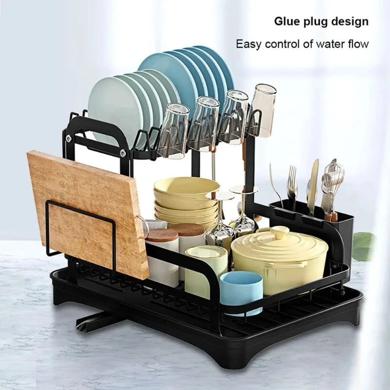 Double-layer Dish Bowl Drainer Storage Rack Small Tableware Plate Cutting Board Organizer Holder Kitchen Accessories Bathroom Peaceful Pleasures Health and Wellness