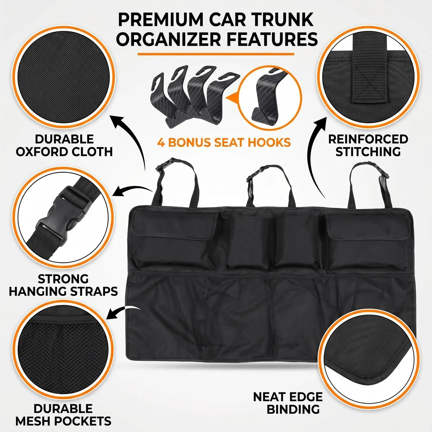 Car Trunk & Backseat Hanging Organizer – SUV Truck Van Storage