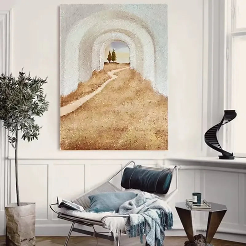 Pure Handmade Oil Painting, Abstract Art, Living Room, Bedroom, Sofa Background, Hanging Painting, Corridor Decoration Painting Peaceful Pleasures Health and Wellness
