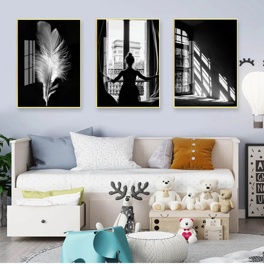 Guardian Angel Canvas Wall Art | Scandinavian White Wings Print Canvas Wall Art Peaceful Pleasures Health and Wellness