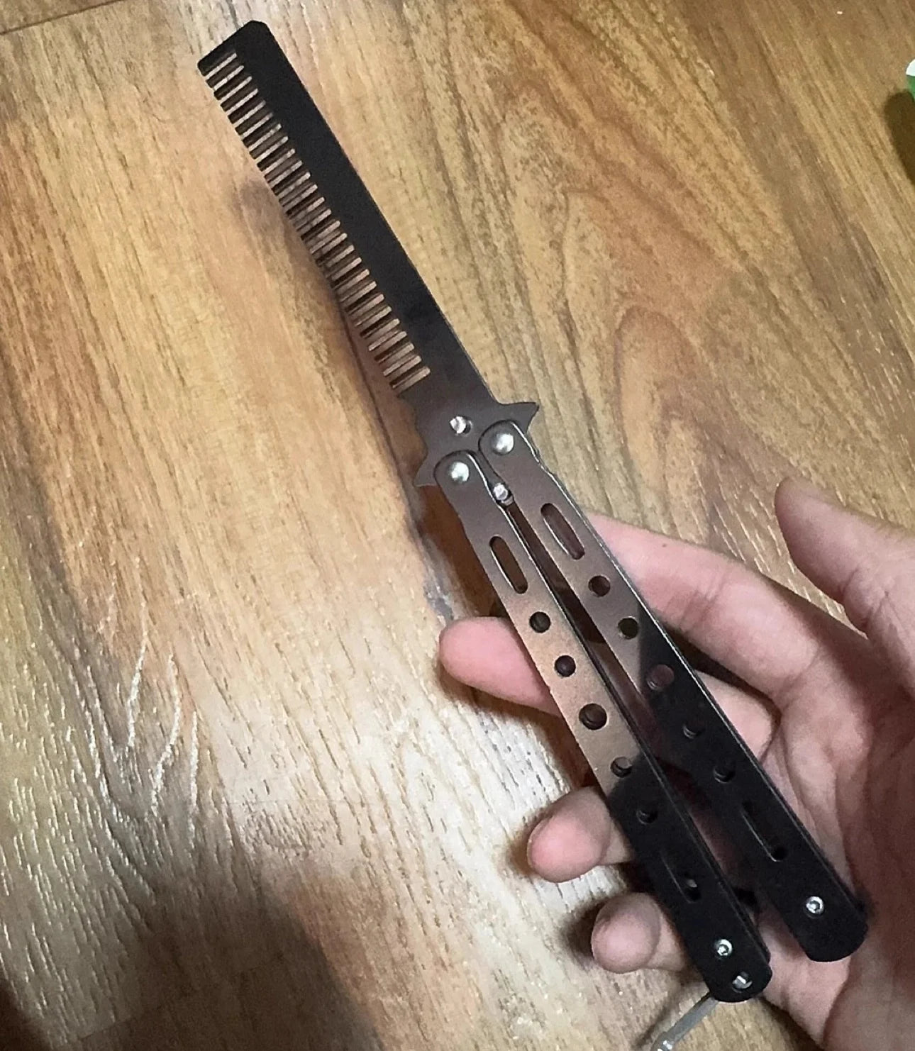 Butterfly Knife Trainer Comb | Folding Stainless Steel Pocket Comb