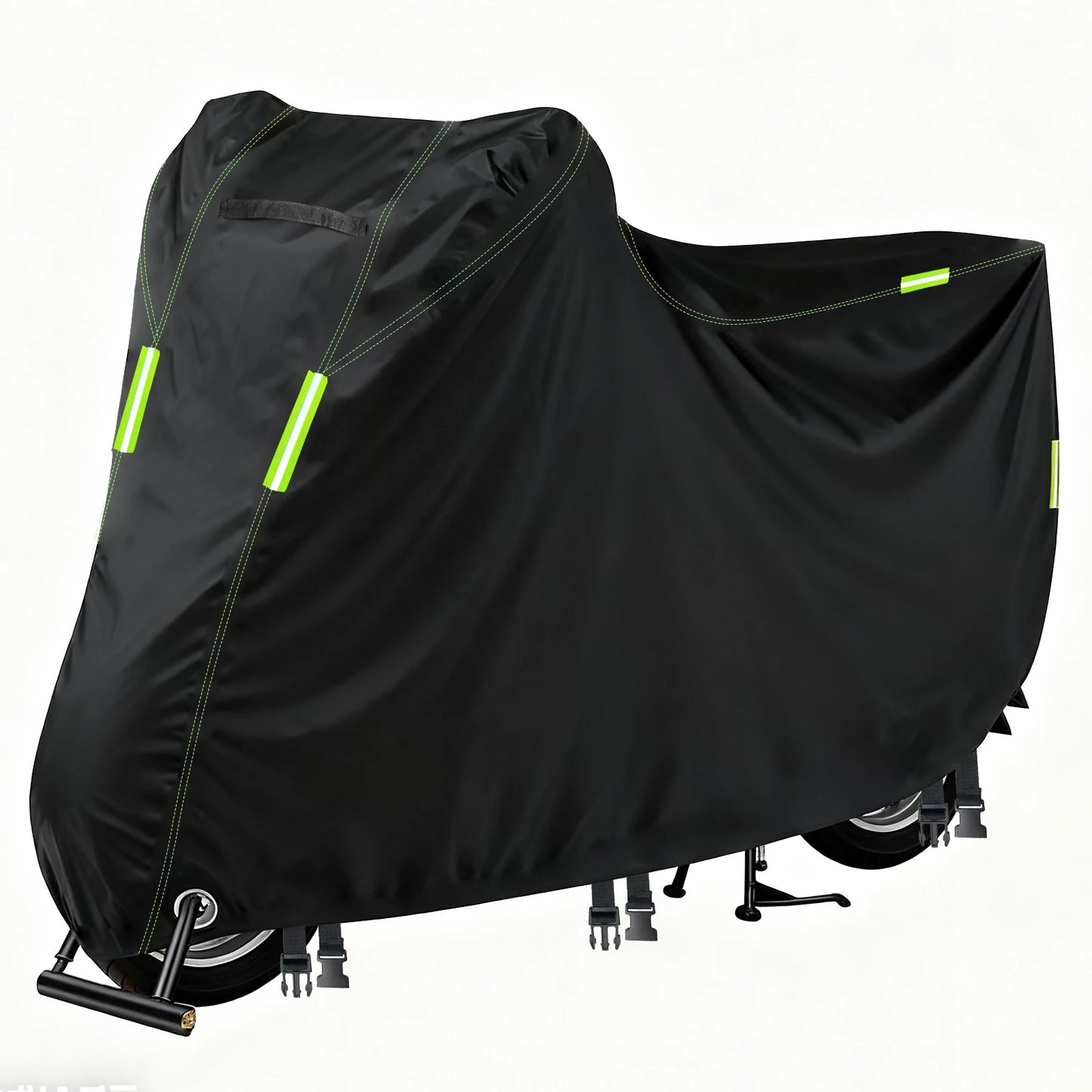 Motorcycle Cover Waterproof All Season Dustproof UV Protective Outdoor Indoor Scooter 190T Wear-resistant Fabric Motorbike Cover Peaceful Pleasures Health and Wellness Black 245x105x125CM