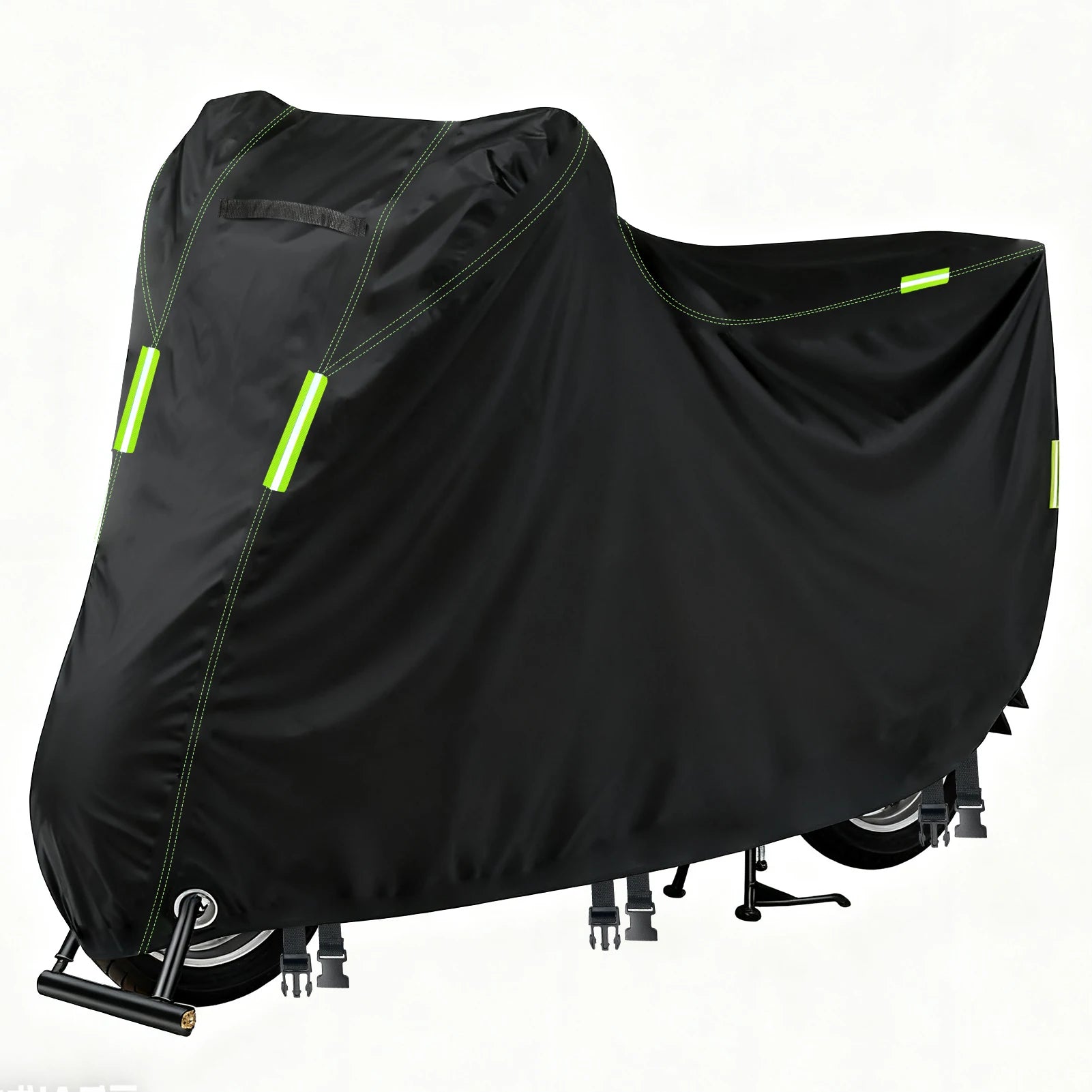 Motorcycle Cover Waterproof All Season Dustproof UV Protective Outdoor Indoor Scooter 190T Wear-resistant Fabric Motorbike Cover Peaceful Pleasures Health and Wellness Black 245x105x125CM