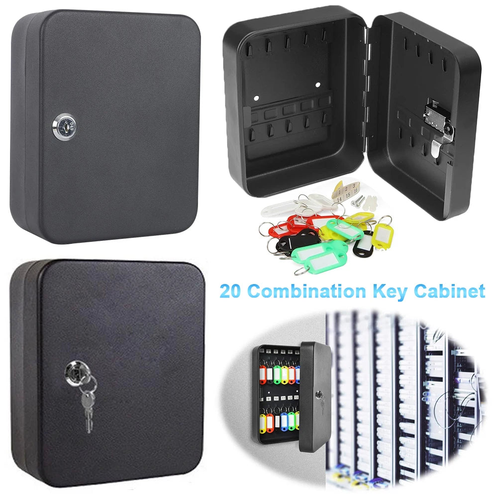 Wall Mount Key Cabinet – 20 Hook Combination Lock Box