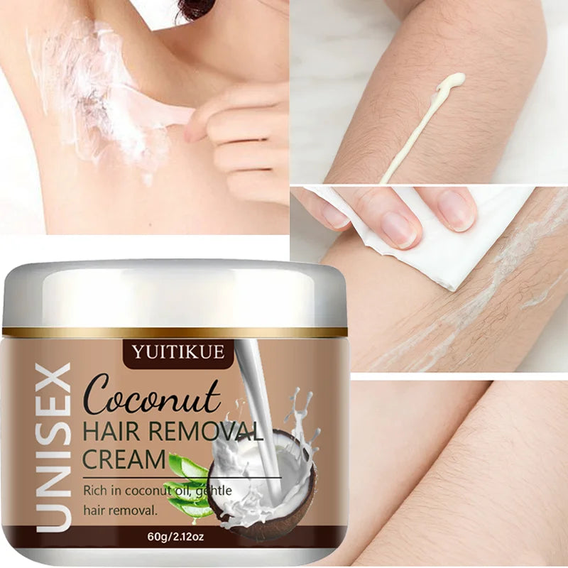 YUITIKUE Coconut Hair Removal Cream | Unisex 60g Smooth Skin Hair Removal Cream Peaceful Pleasures Health and Wellness Default Title