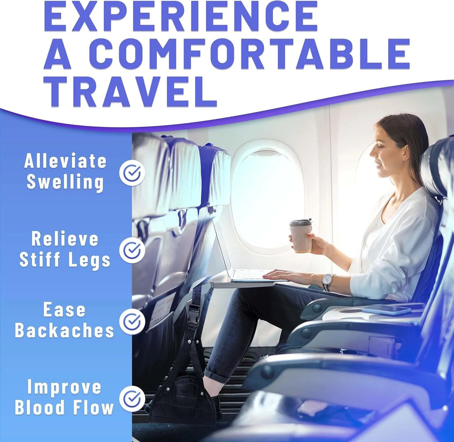 Airplane Foot Hammock | Travel Footrest & Desk Leg Support