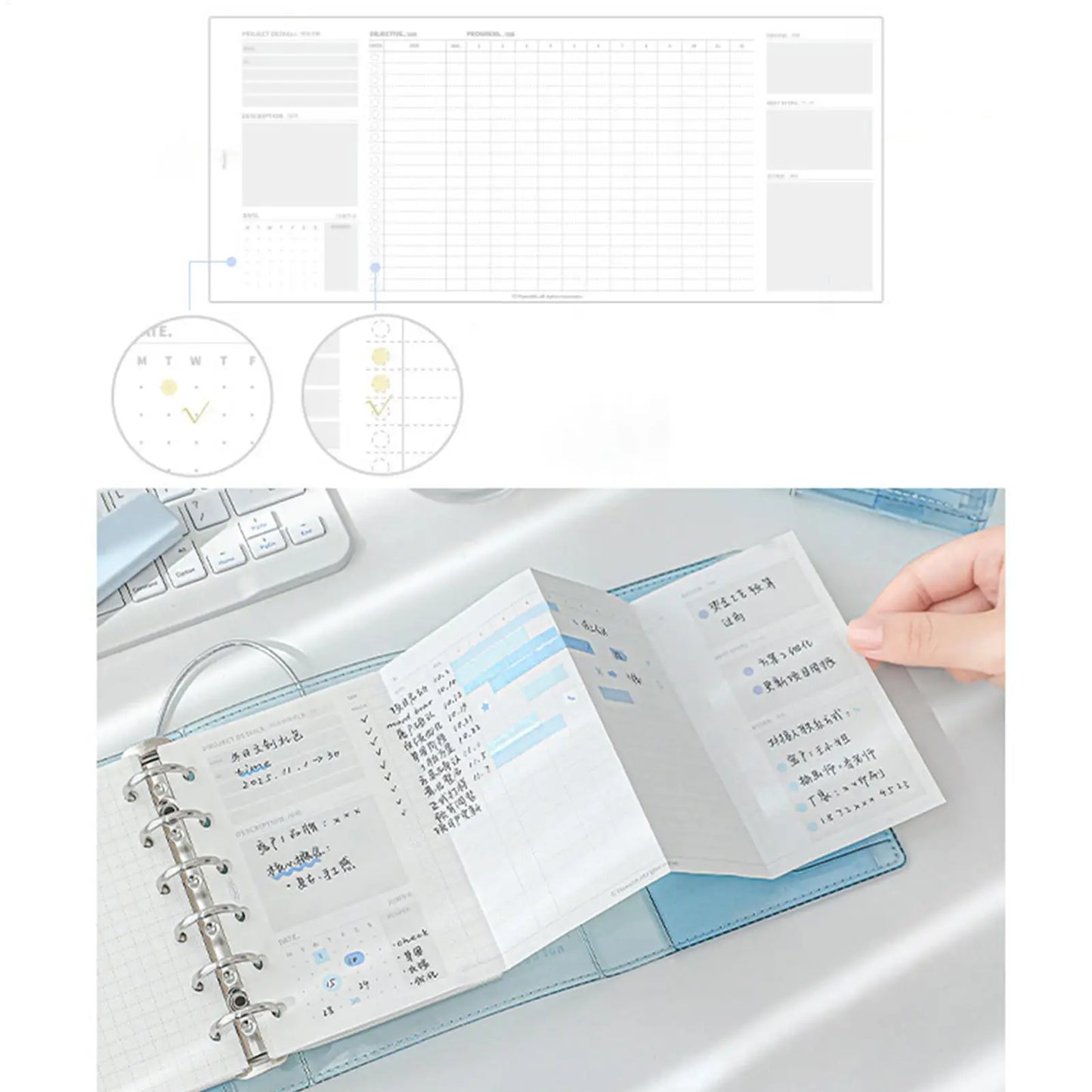 A7 Refillable Pocket Notebook | Tri-Fold Accordion Loose Leaf Planner Refillable Pocket Notebook Peaceful Pleasures Health and Wellness