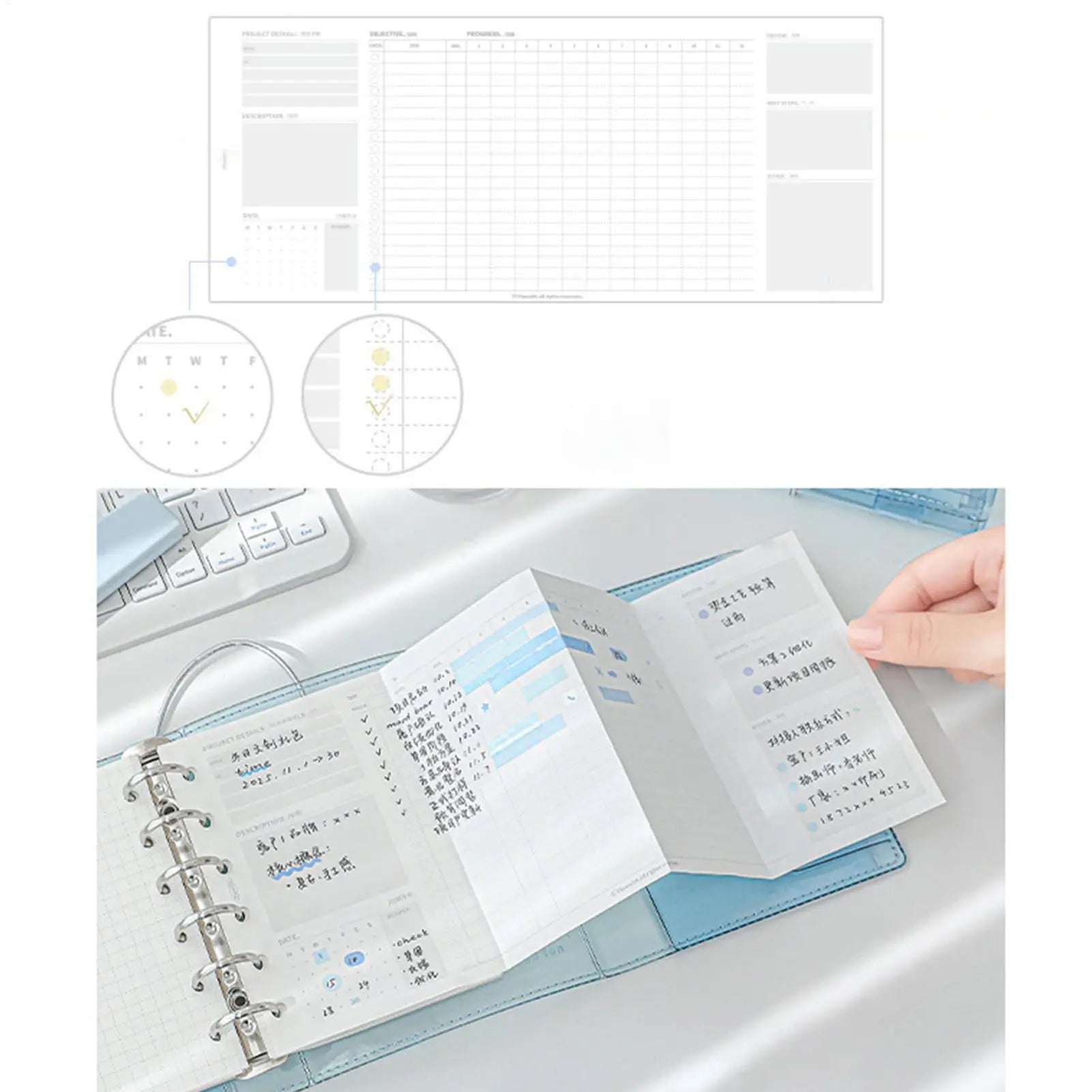 A7 Refillable Pocket Notebook | Tri-Fold Accordion Loose Leaf Planner Refillable Pocket Notebook Peaceful Pleasures Health and Wellness