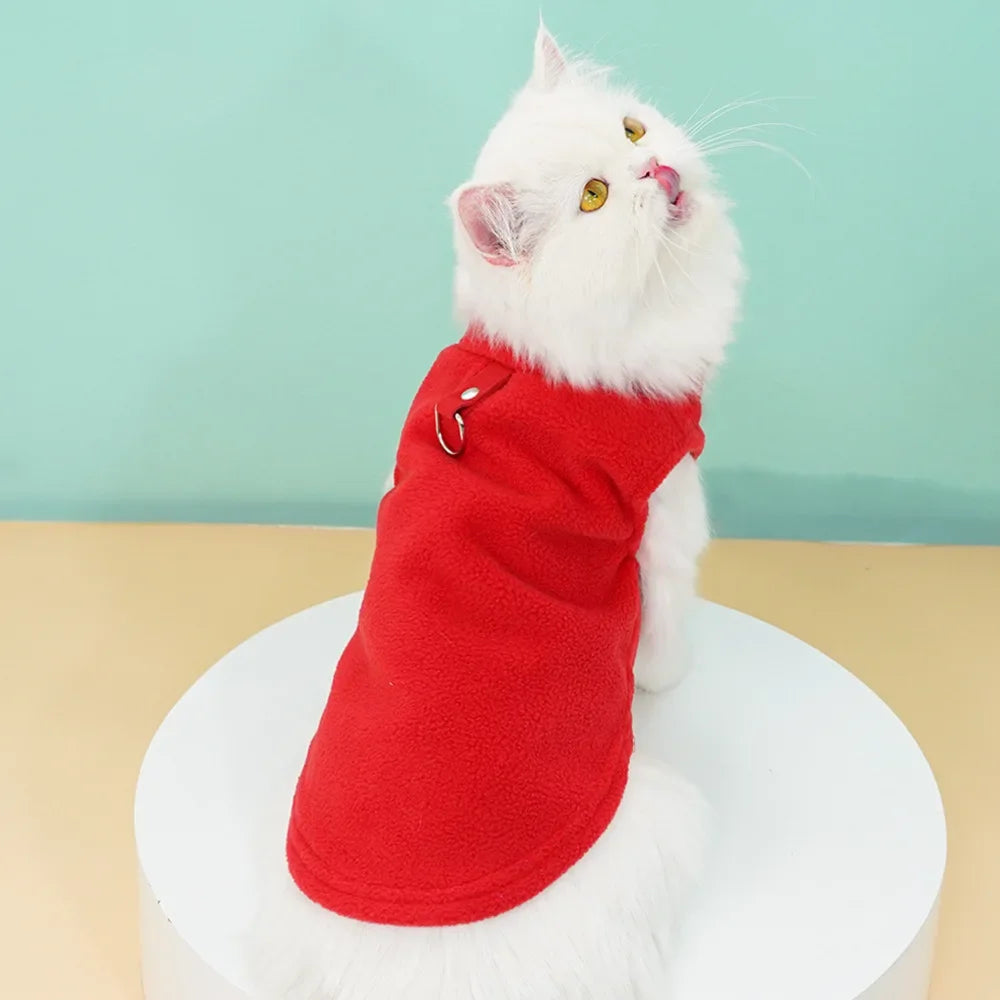 Polar Fleece Cat & Dog Vest – Cozy Soft Pet Hoodie S/M/L