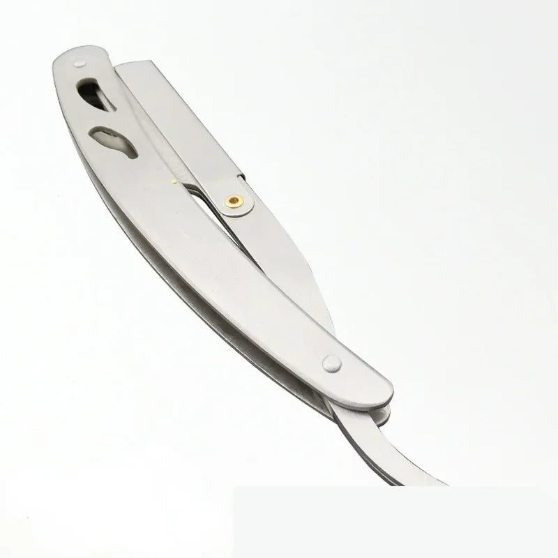 Foldable Stainless Steel Straight Razor – Vintage Barber Blade Straight Shaving Razor Peaceful Pleasures Health and Wellness GRAY