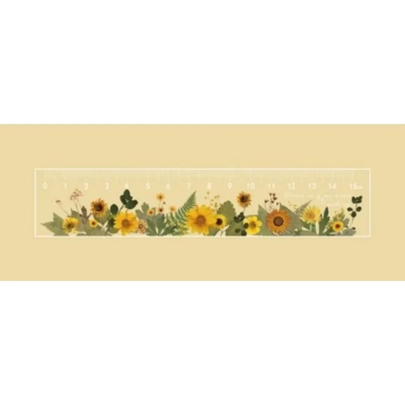 Acrylic Ruler Minimalist Style Plant Flowers Student Stationery Ruler for Measurement Peaceful Pleasures Health and Wellness