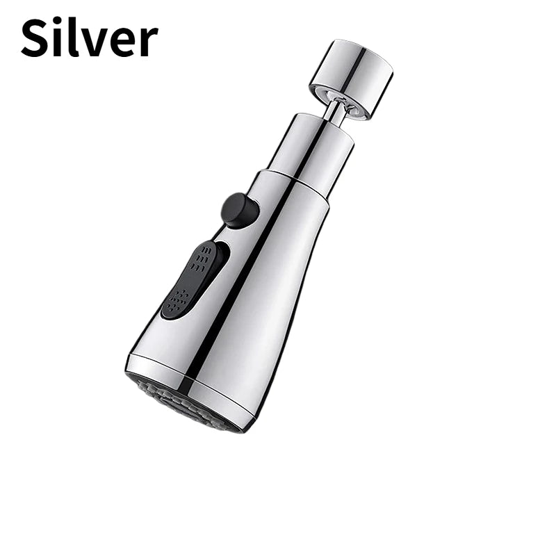 2 In 1 Kitchen Faucet Extender Universal 720° Rotate Pull Out Kitchen Tap Multi-mode Strong Flushing Booster Kitchen Accessories Peaceful Pleasures Health and Wellness Silver