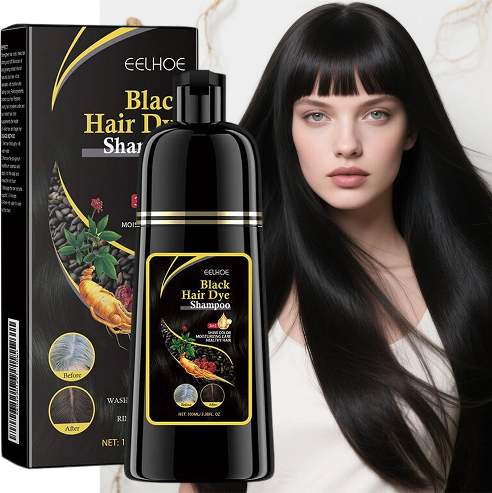3 In 1 Instant Coloring Shampo Change Hair Color Gray Hair to Black Natural Black Color for Men Women Hair Dye Deep Nourishing Peaceful Pleasures Health and Wellness