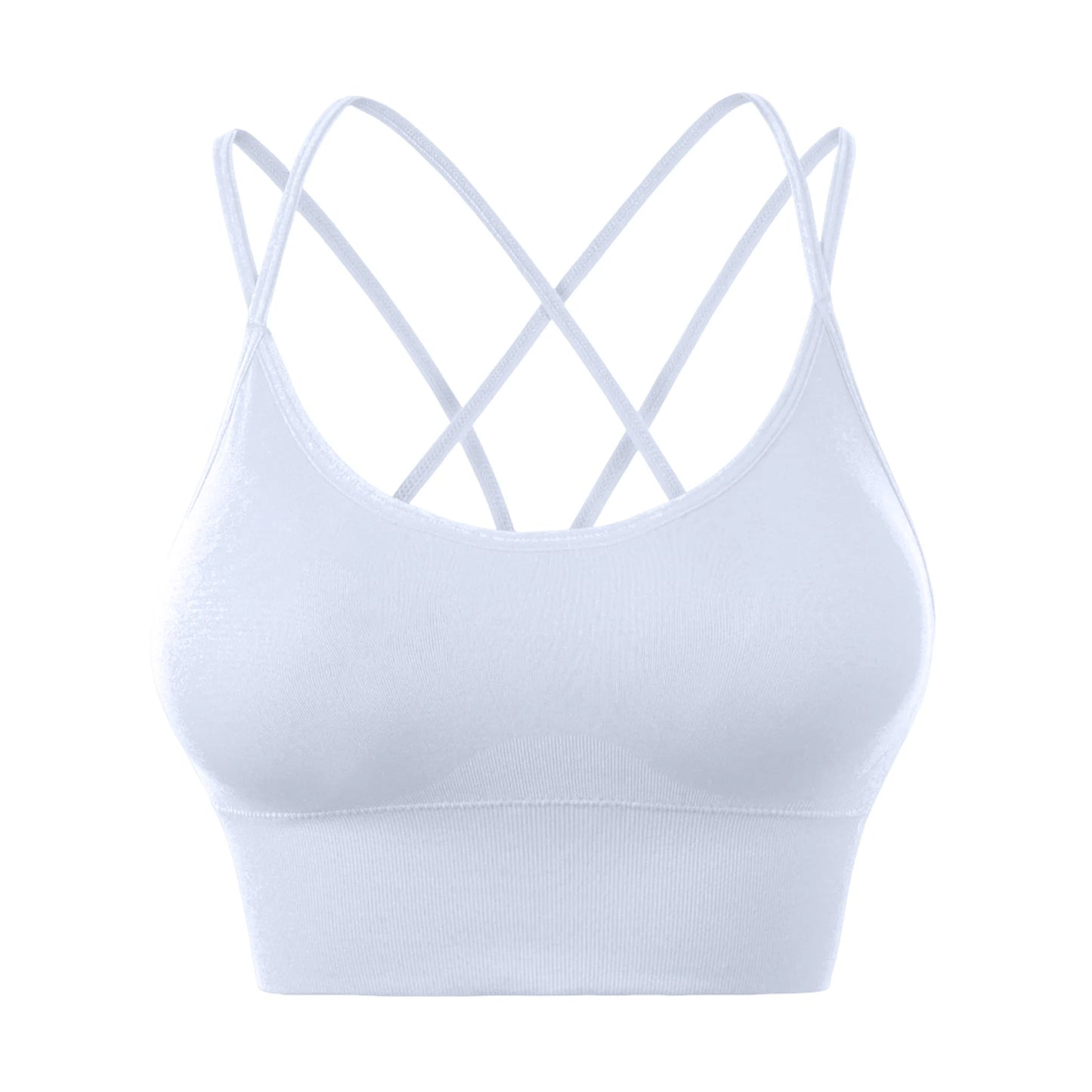 Wirefree Sports Bra Women's Sexy Back Shockproof Fitness Crisscross Brassiere Training Sports Running Yoga Tank Tops Sportswear Peaceful Pleasures Health and Wellness White 34