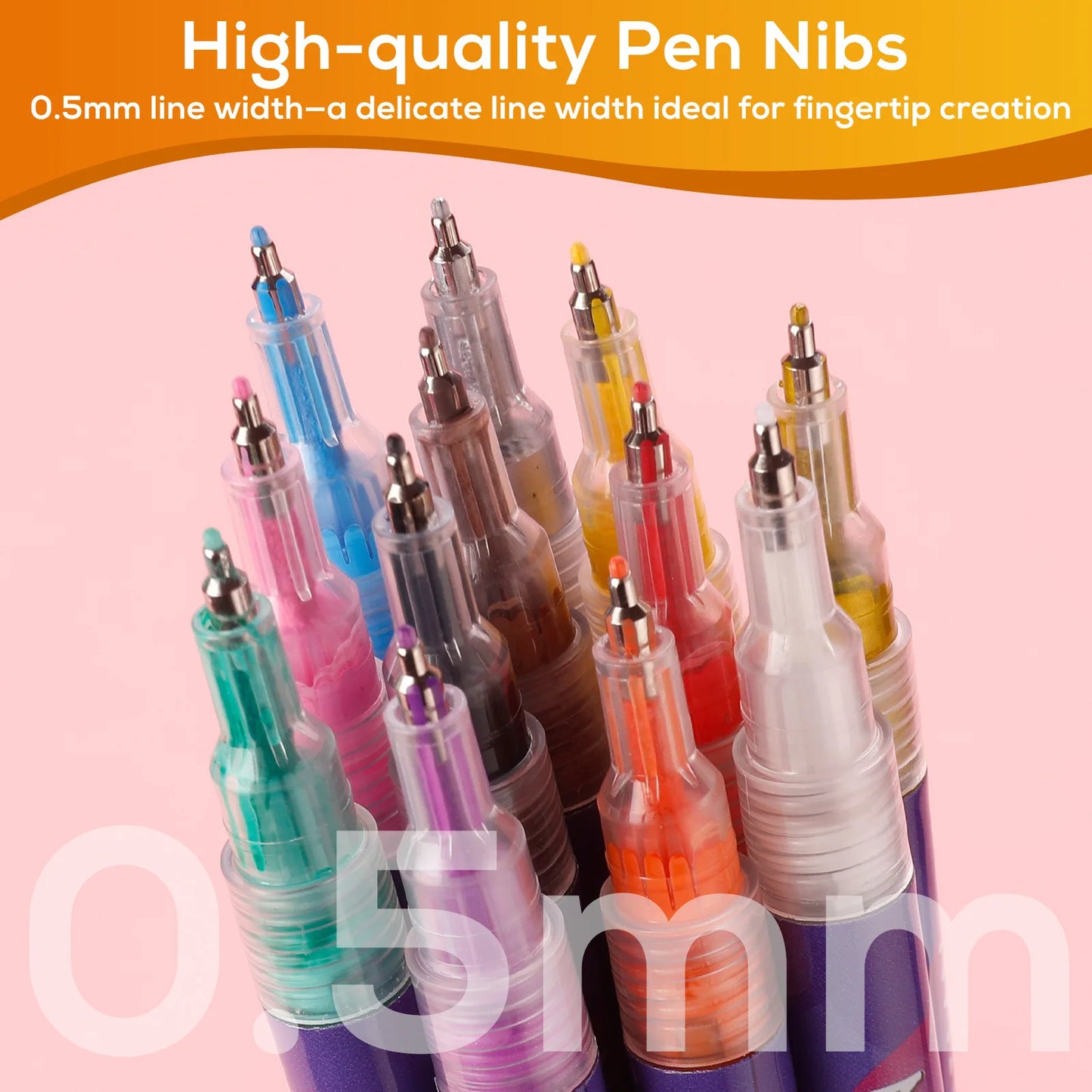 12 Colors Nail Art Acrylic Paint Pens DIY Drawing Liner Brush Pen