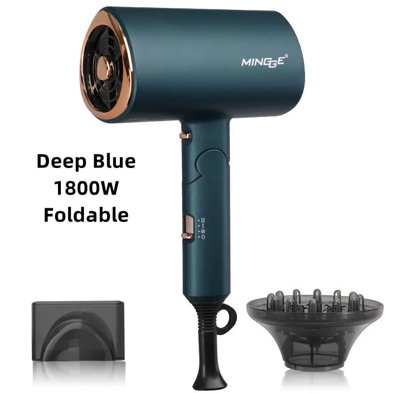 Hot Selling Professional Hair Dryer Negative Ion High Power Blue Light Foldable Electric Hair Dryer Salon Hair Tools Home Peaceful Pleasures Health and Wellness Green -1800W AU