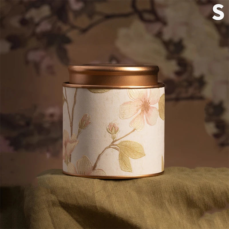Chinese Floral Round Tea Tin Canister | Airtight Storage Box