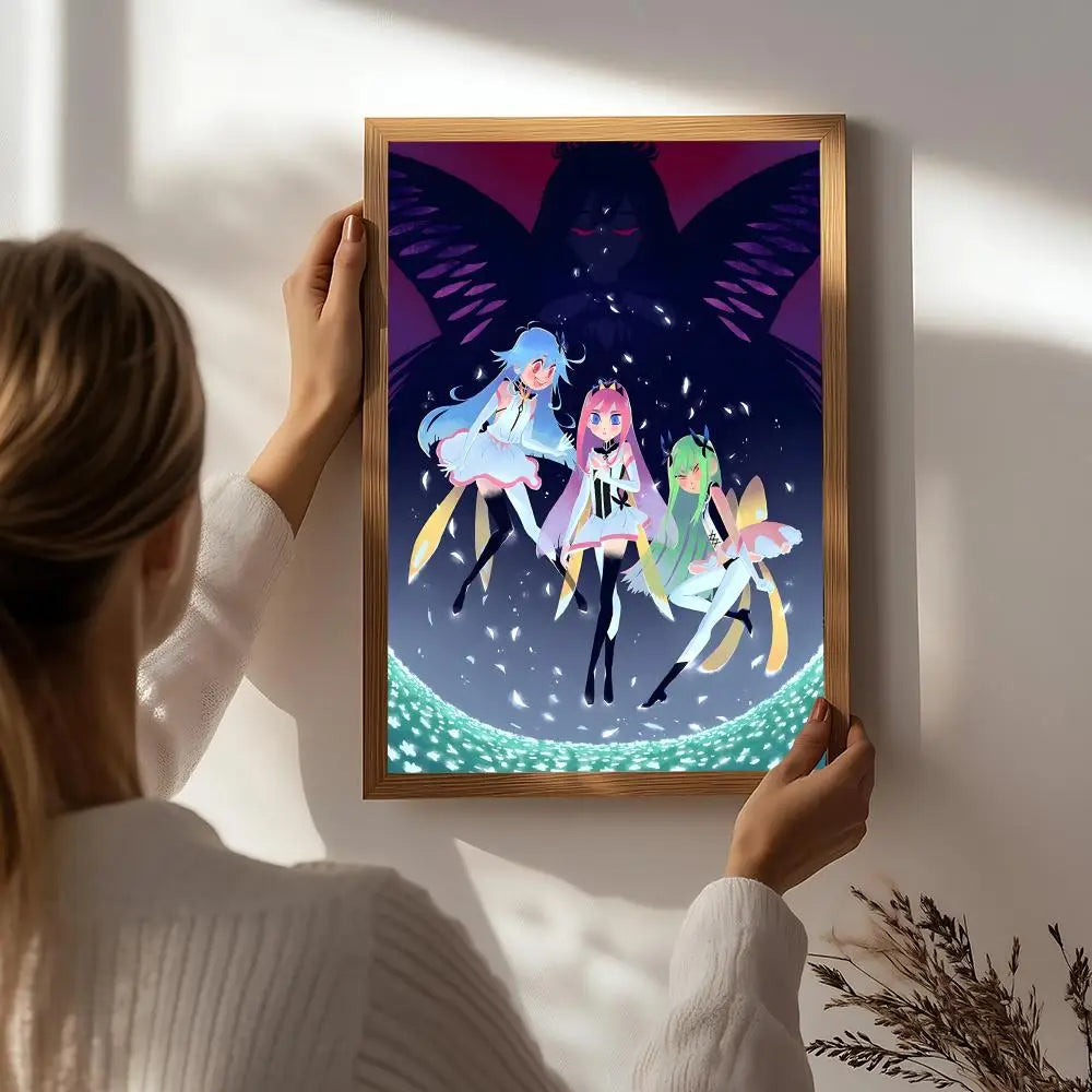 Anime F-Flip Flappers Poster HD Self Adhesive Waterproof Wall Art Ideal for Home Office Dorm Bedroom Great Gift Peaceful Pleasures Health and Wellness White4 21X30cmNoframe