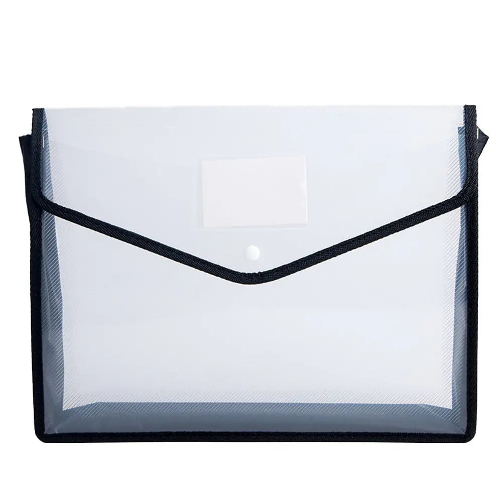 Portable Storage For School Home Work Office Plastic Snap Button File Bags Stationery Cases Folders Organizers File Envelopes Peaceful Pleasures Health and Wellness black