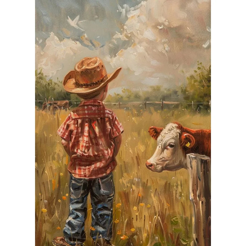 Retro Fishing Boys Canvas Wall Art | Farmhouse & Nursery Decor