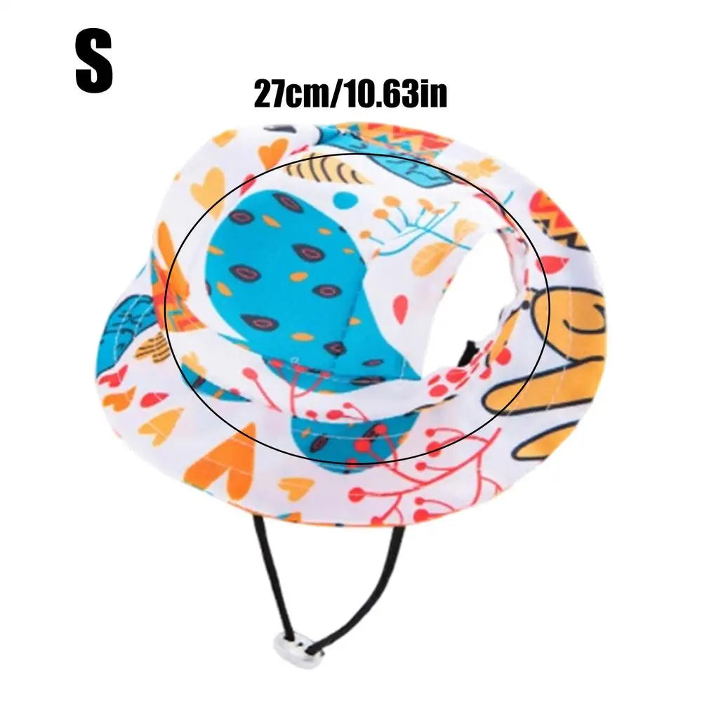 Pet Sun Hat For Cats & Dogs, Round Brim With Ear Holes Adjustable Breathable Sun Caps For Camping Beach Photography, Holidays Peaceful Pleasures Health and Wellness S